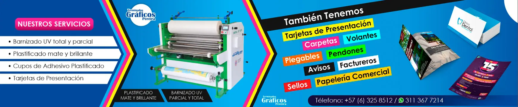 Banner de servicios de impresión y barnizado